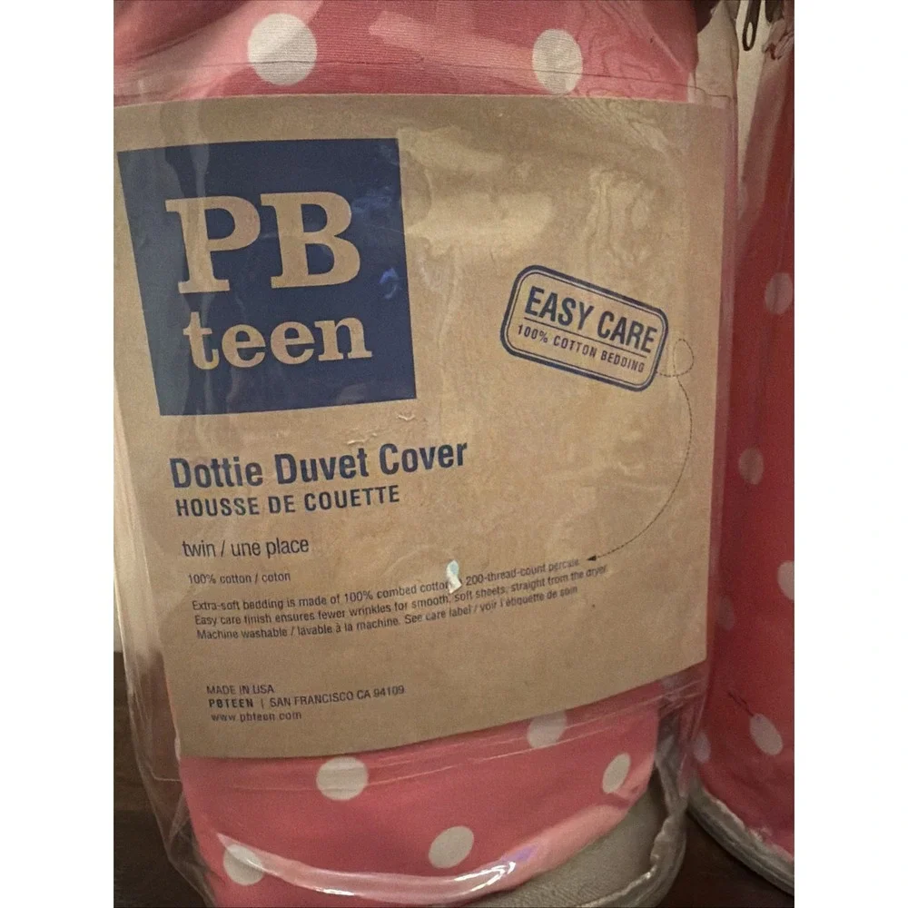 Pottery Barn PB Teen Easy Care Dottie Duvet Cover Twin Matching Pillow Cases